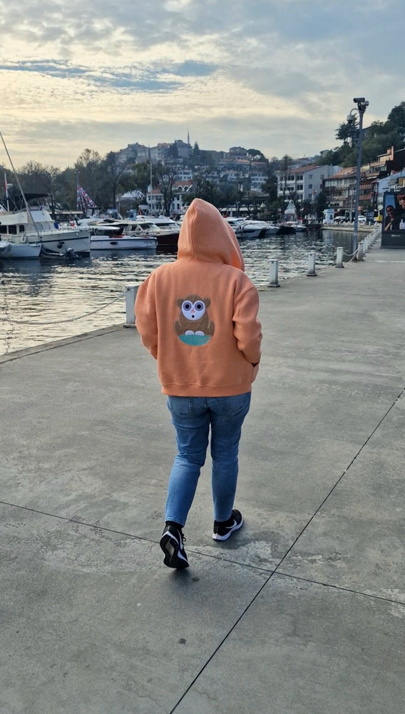 Unisex Tarsier Zip-Up Hoodie (Şeftali)
